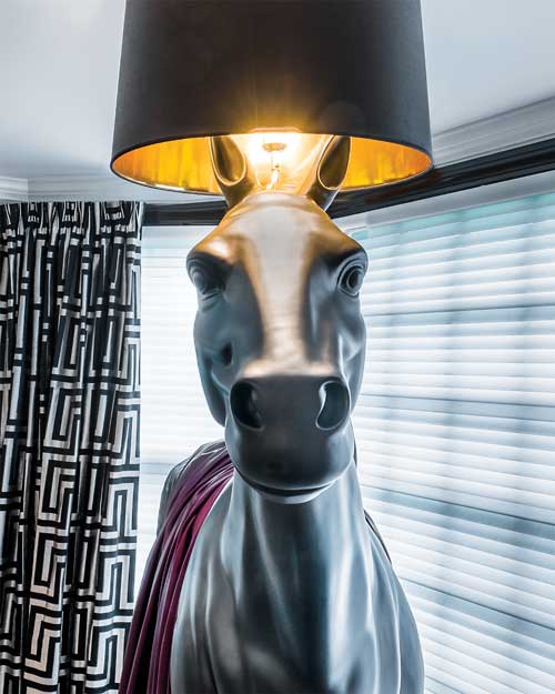 Close view of horse lamp