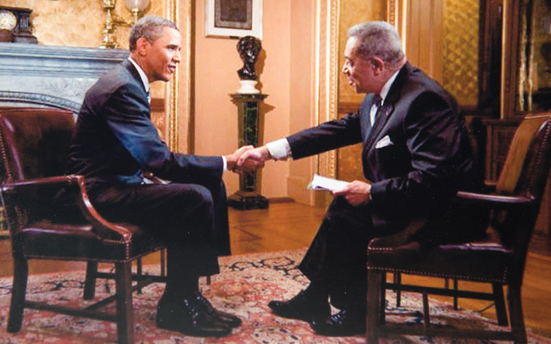 Leon Bibb interviewing President Obama