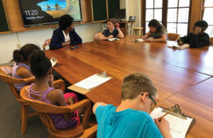 Onaway fourth-grade students interview Shaker Heights Schools Chief of Staff Dr. Marla J. Robinson for their IB Exhbition project on bullying.