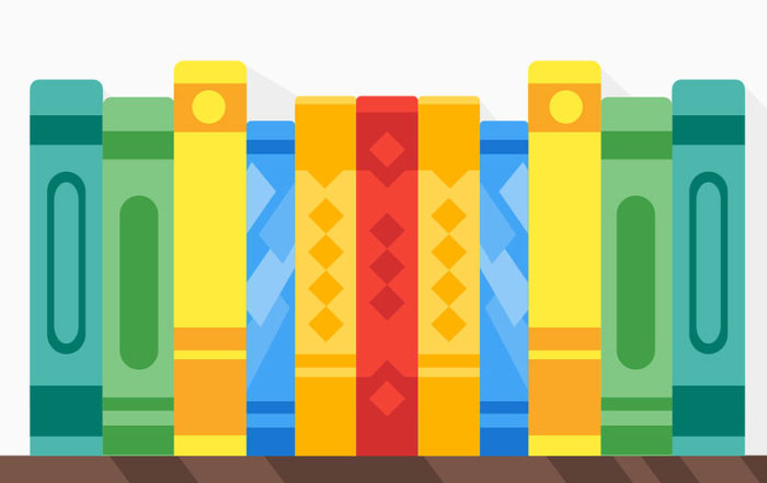Graphic of books on a shelf