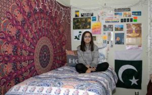 Raksha in her dorm room at Miami University