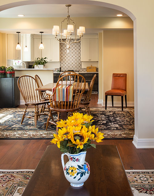 View from living room to dining room and open kitchen area on Winslow Rd.