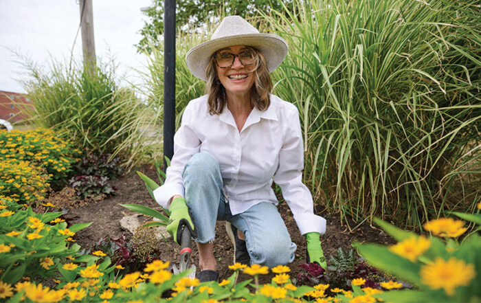 Eliabeth Goodwin gardening at Thornton Park