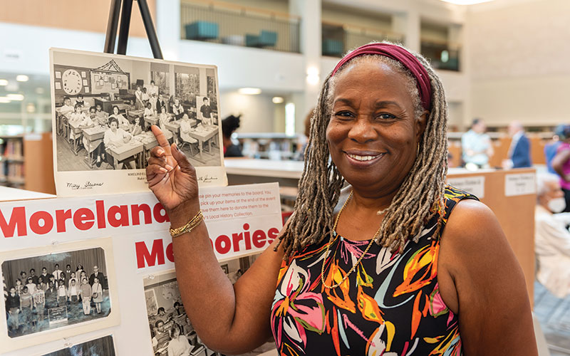 Belinda West O'Neal points to herself in her 4th grade picture from 1963.