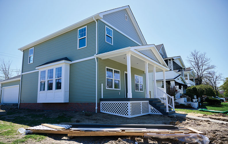 A newly completed infill home in Shaker Heights