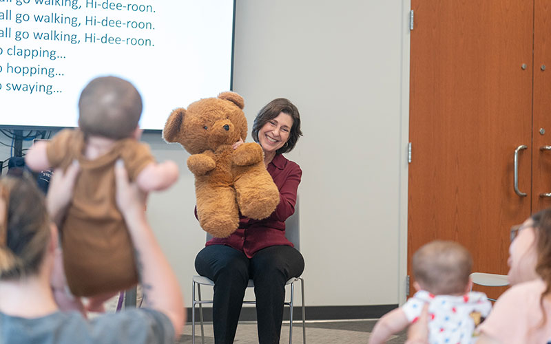 Nicolette Petrone at storytime at Shaker Main Library