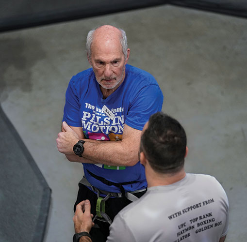 Bill Barnett, left, Forrest Petzyformerly of Shaker Heights, talks with Forrest Petz at Shaker Rocks