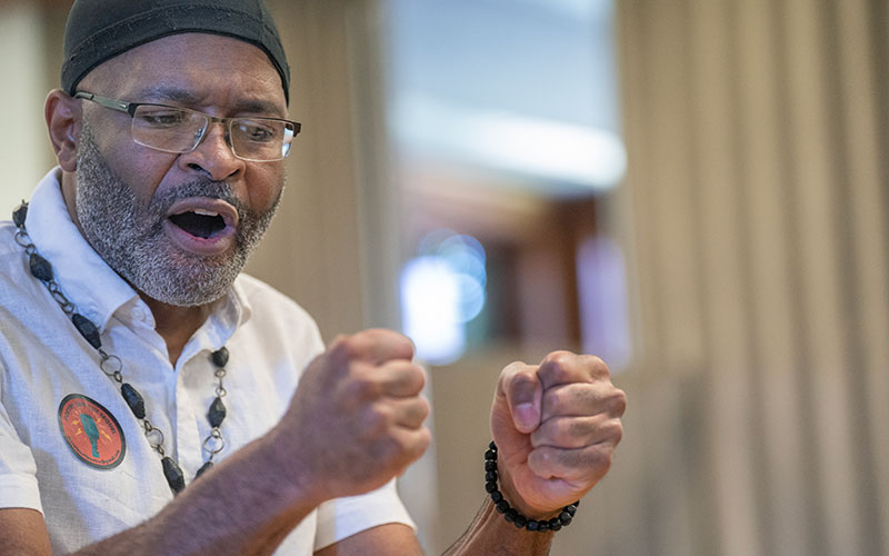 Richard Larkin Jr. performs his poem, “Fed Up.”