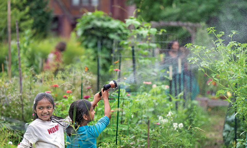Children in community garden